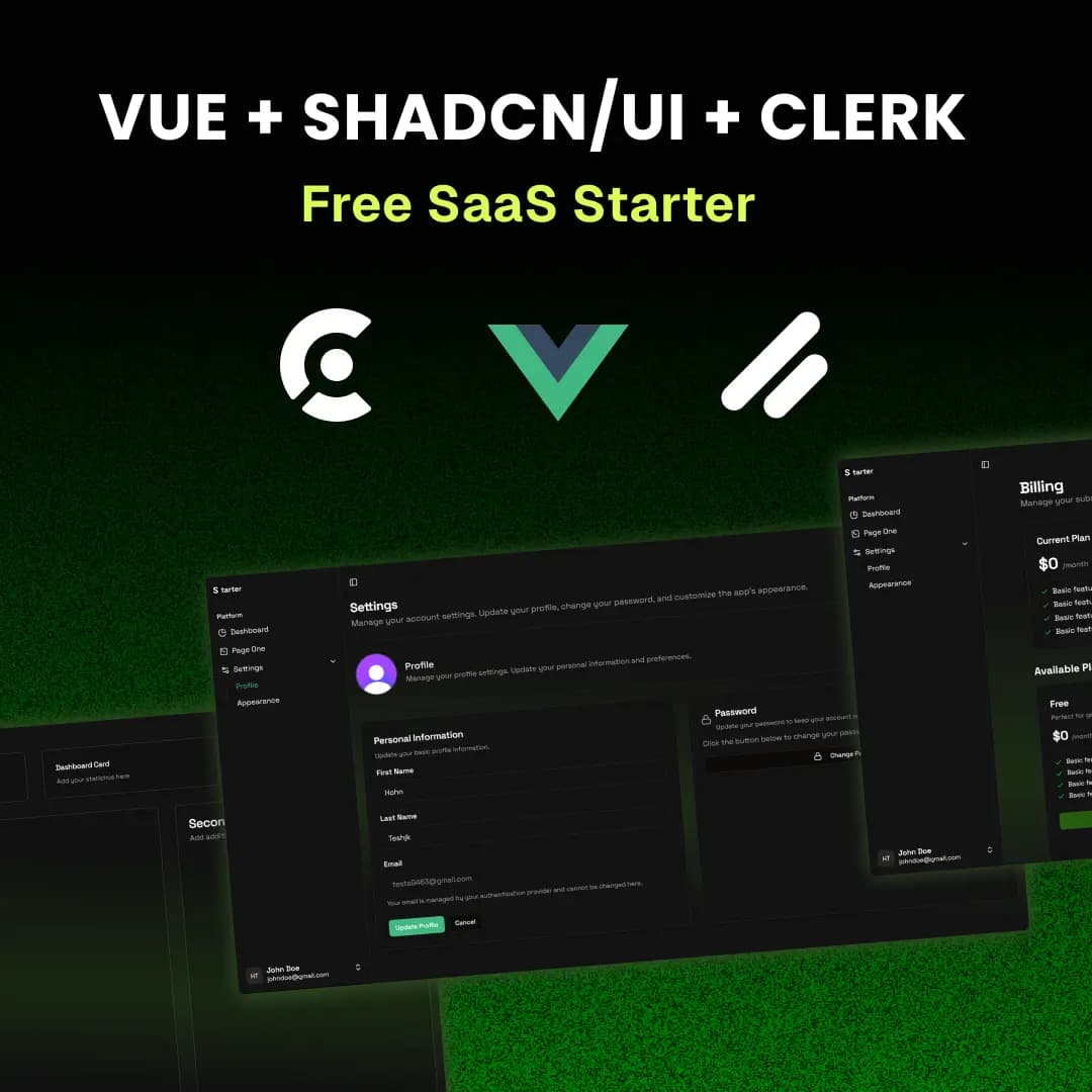 Next SaaS shadcn clerk starter project preview